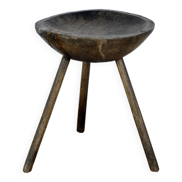 Tabouret à lait en chêne, années 1900
