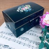 Black jewelry box - hand-painted flowers