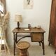 Rattan desk and vintage canning