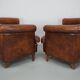 Vintage Dutch cognac coloured leather club chair, set of 2 with footstool