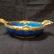 Cobalt blue fruit cup in Sèvres Porcelain and Bronze signed Paul Milet