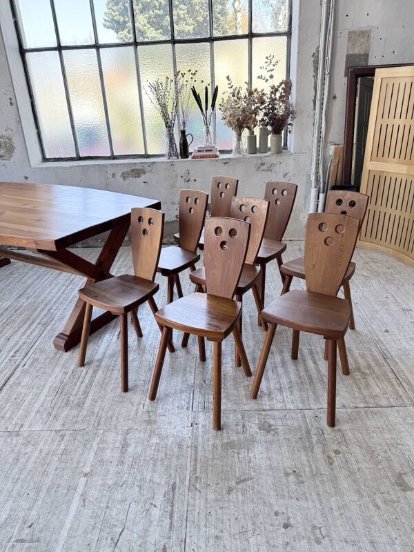 Ensemble table et 8 chaises mobilier de montagne malmvalll