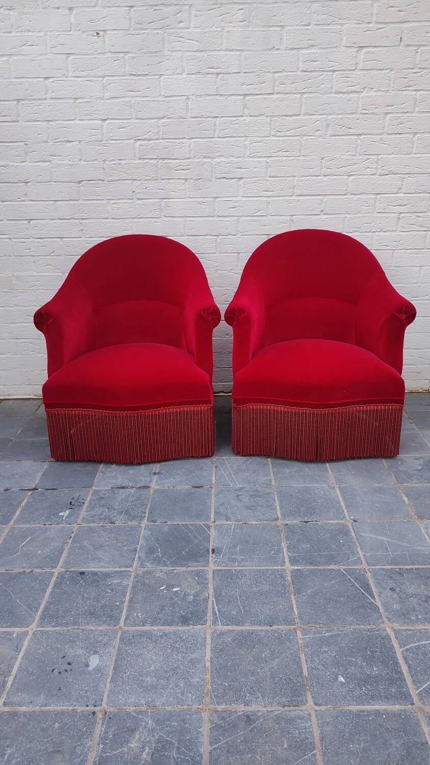 2 velvet toad armchairs