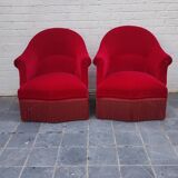 2 velvet toad armchairs