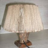 Lampe brutaliste des années 60 en bois et corde