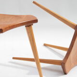Lot of 2 beech and elm stools, France, 1950s