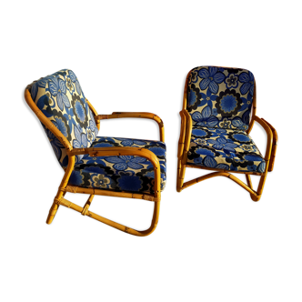 Paire de fauteuils vintage en rotin