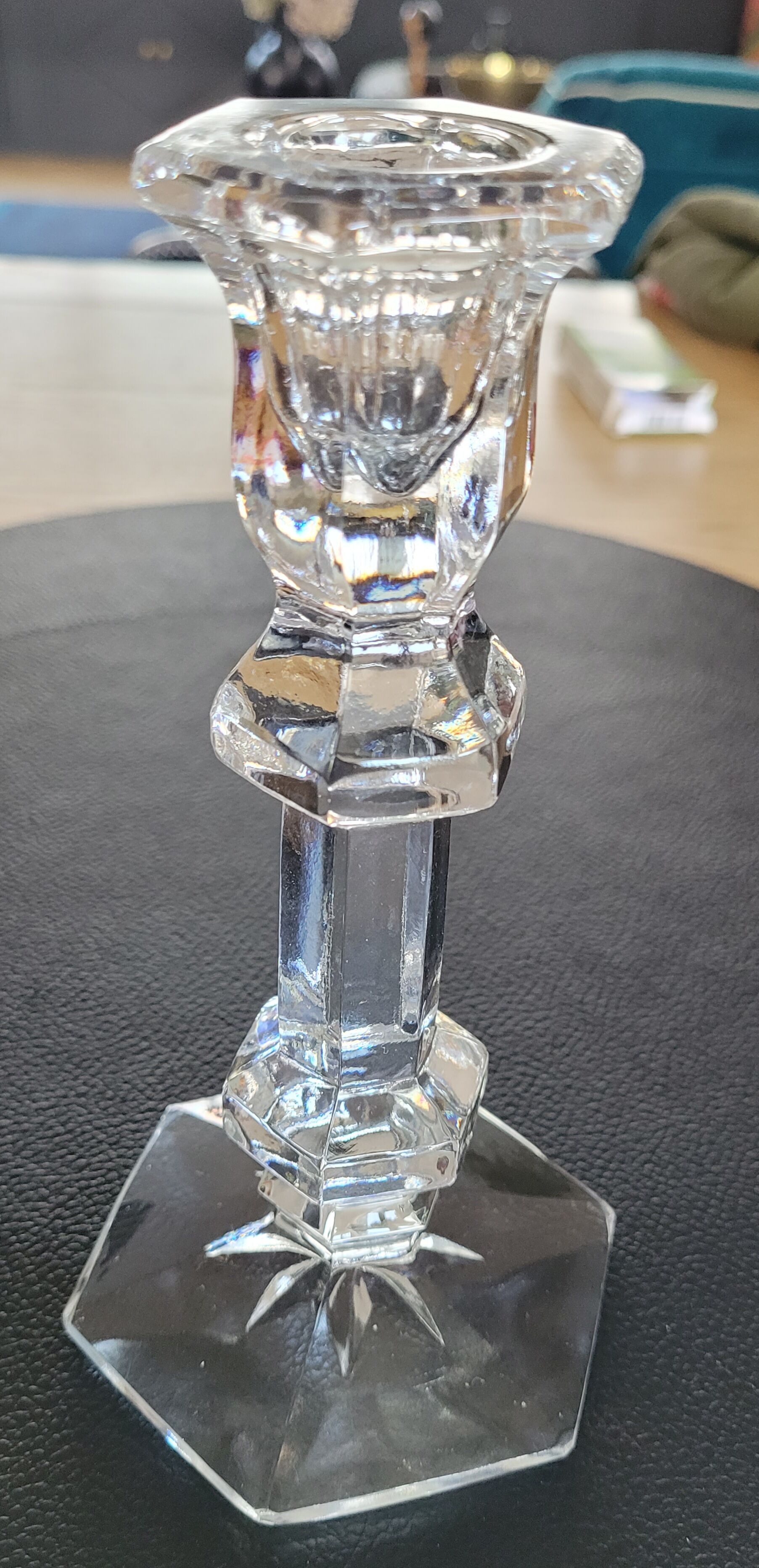 Old molded glass candle holder