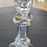 Bougeoir ancien en verre moulé