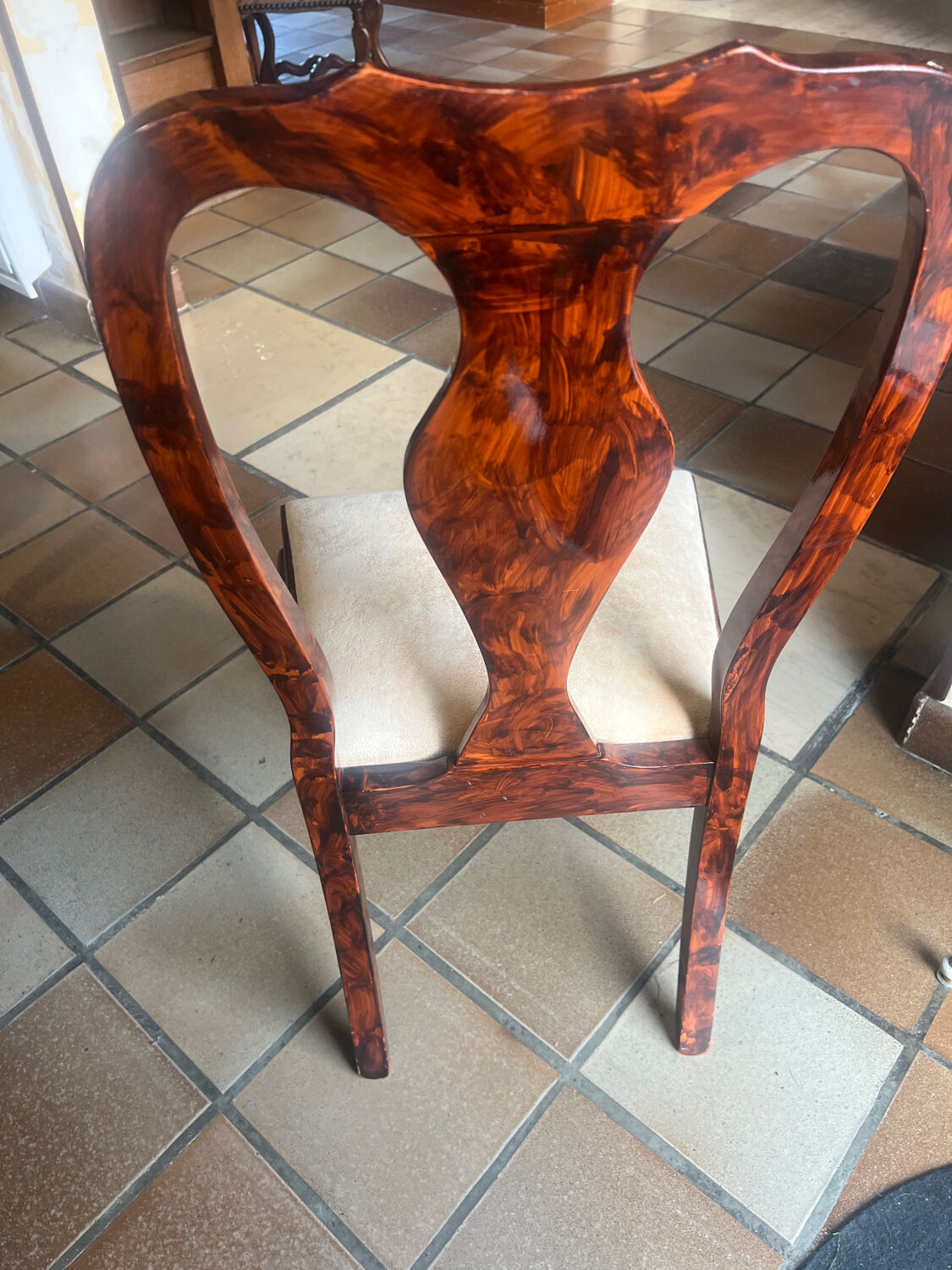 Table signed by Eric Maville and its 4 chairs.