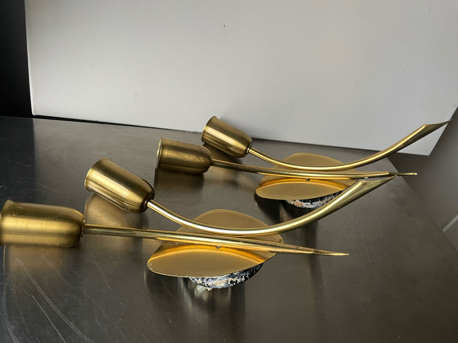 Pair of danish  mcm brass wall lamps sconces by fog & mørup
