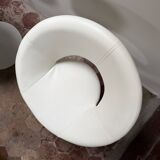 Pair of vintage white swivel armchairs in tulip style.