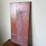 Nude figure. Oil painting on board. Mid 20th century, signed and dated 1974