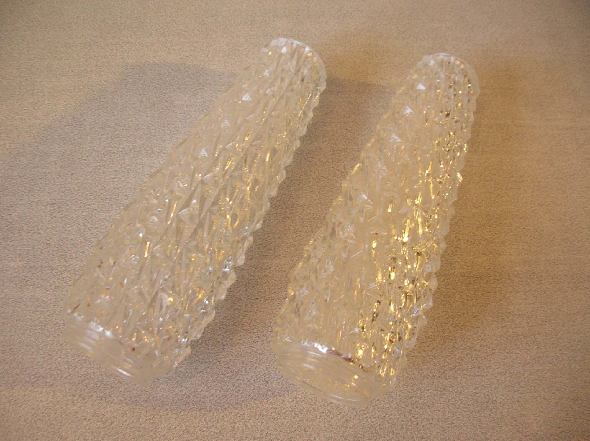 Set of 2 old conical globes glass lampshade 1950s/60s chandelier lamp