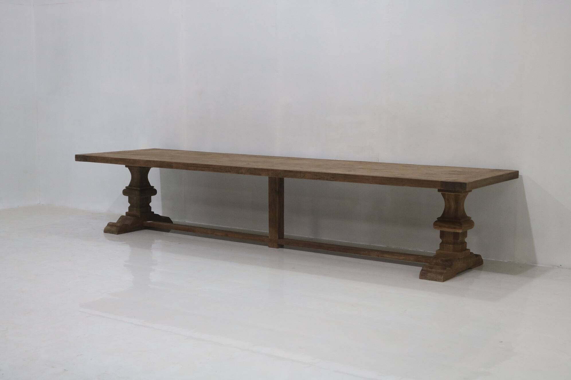 Solid oak monastery table - length 400 cm