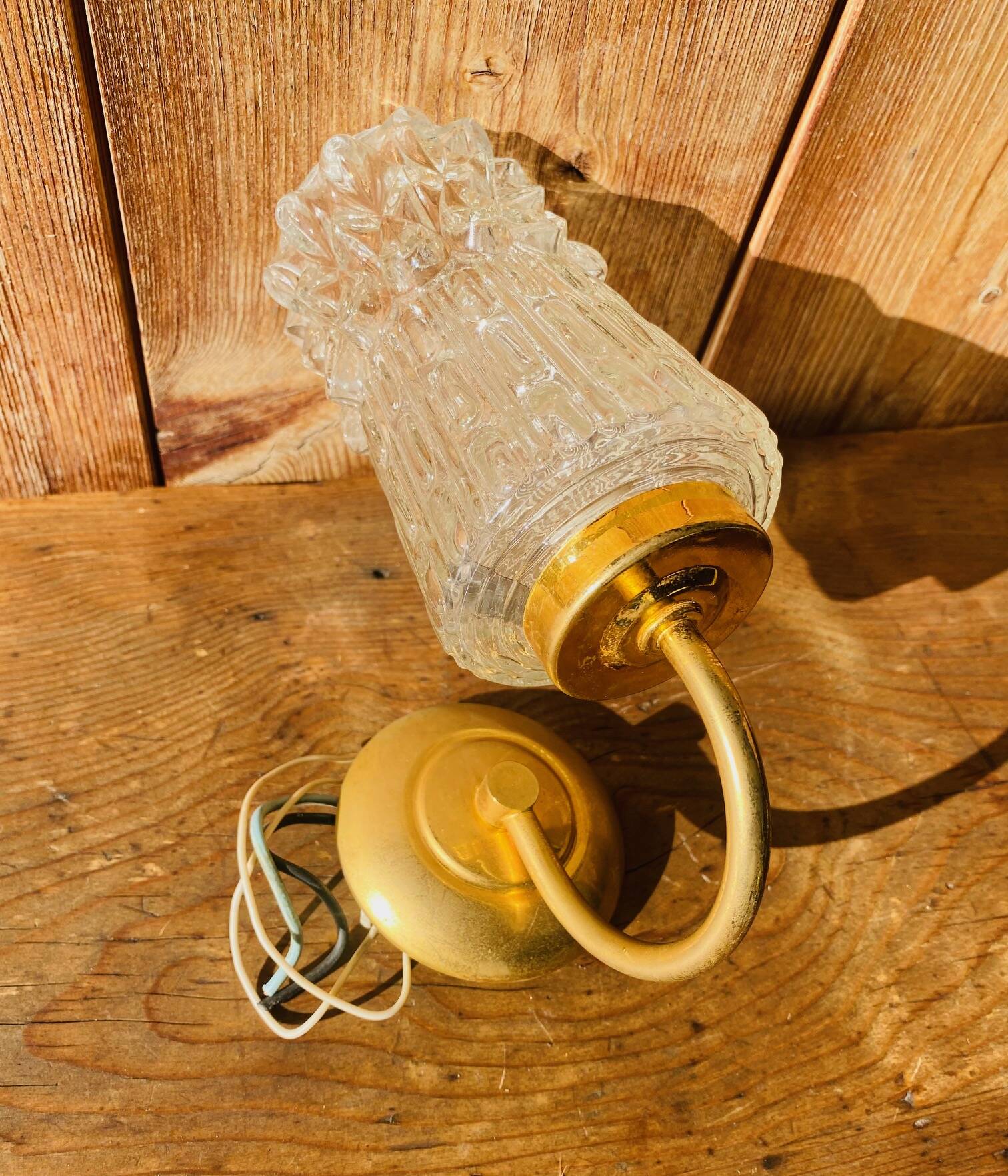 Vintage molded glass wall light