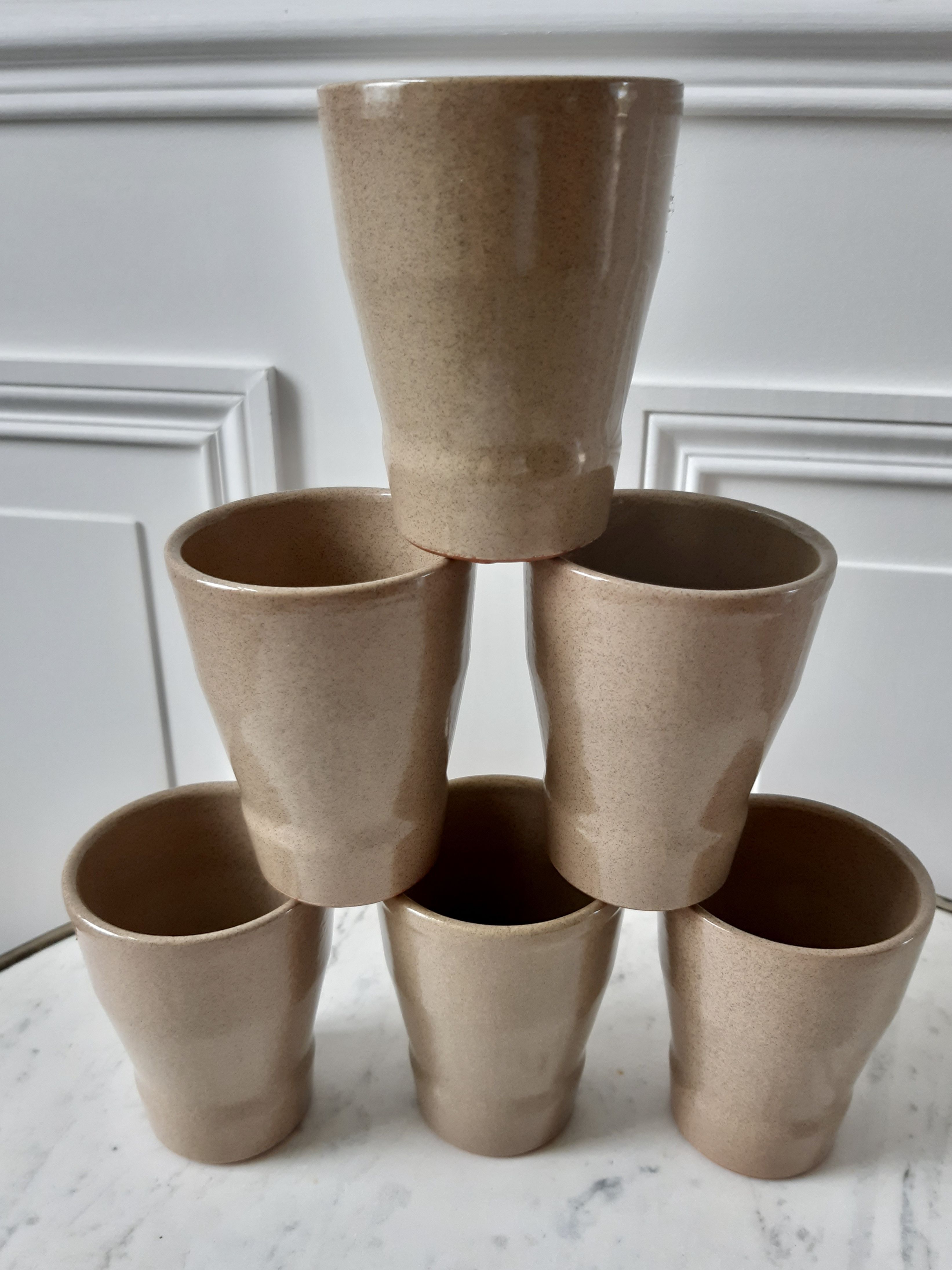 Set of 6 glasses in vintage sandstone taupe color