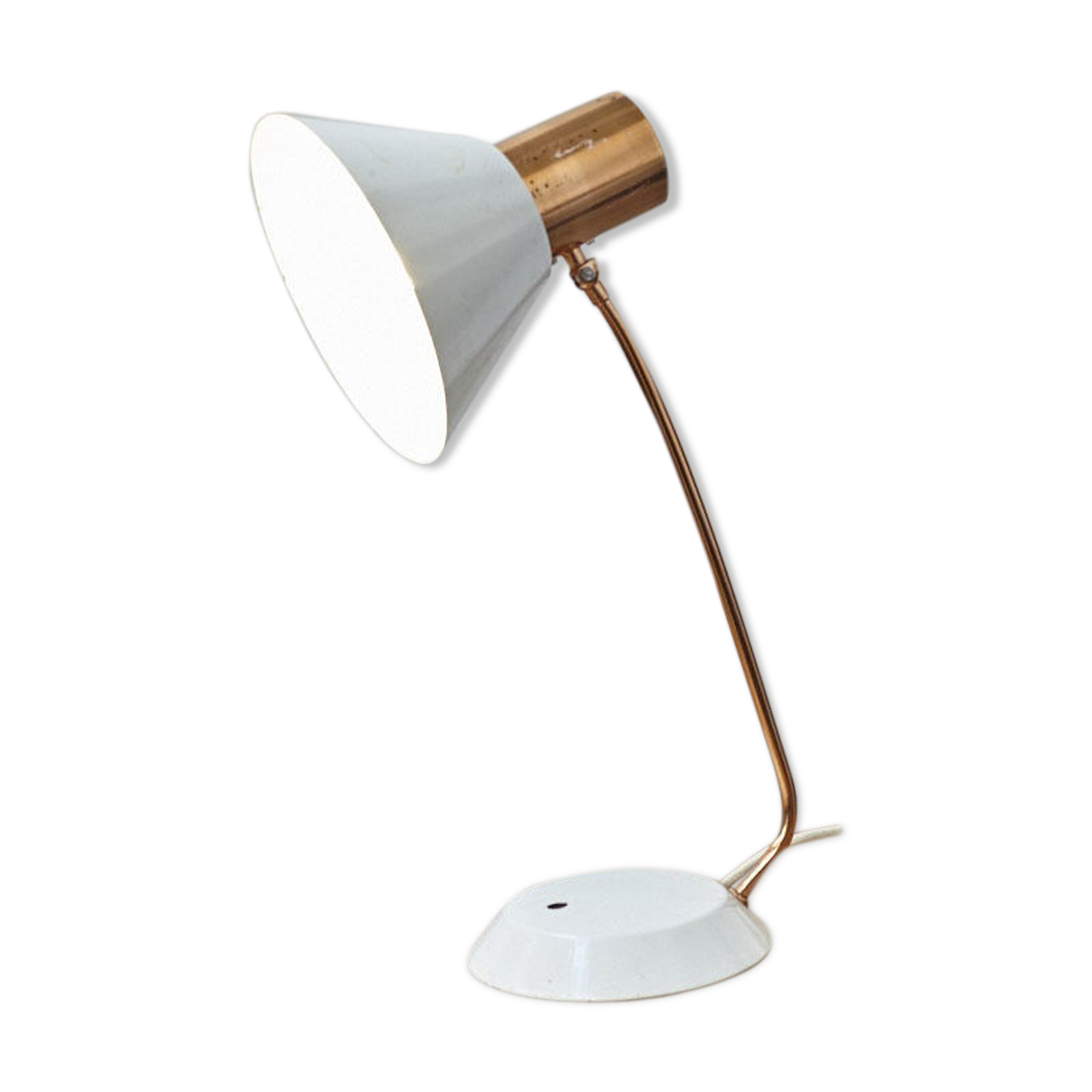 White and copper vintage lamp