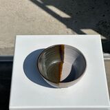 White and glossy brown two-tone ceramic bowl, matt earth