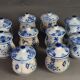 Series of 10 old small earthenware cream jars Digoin Sarreguemines SB