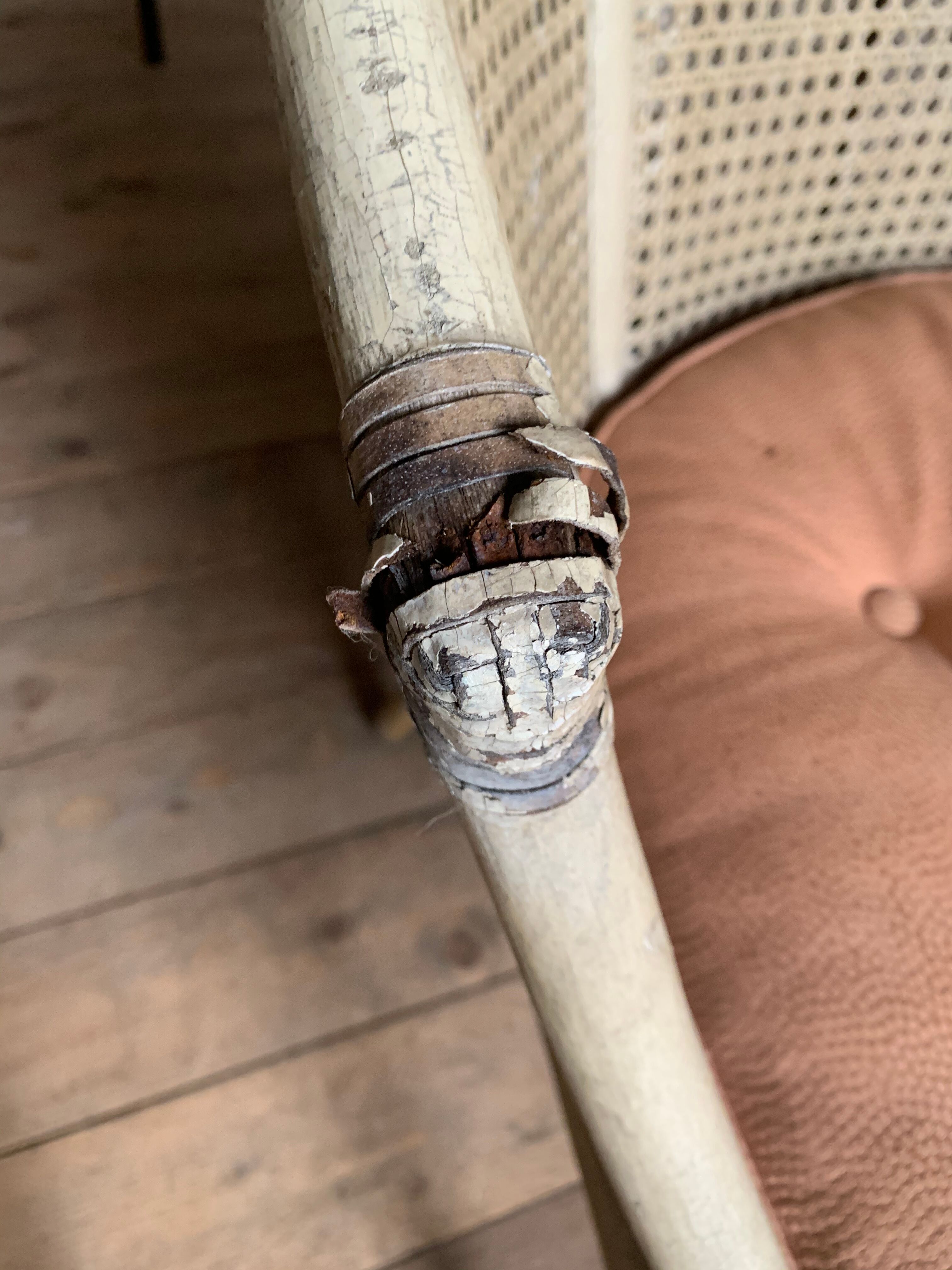 Rattan and canning armchair