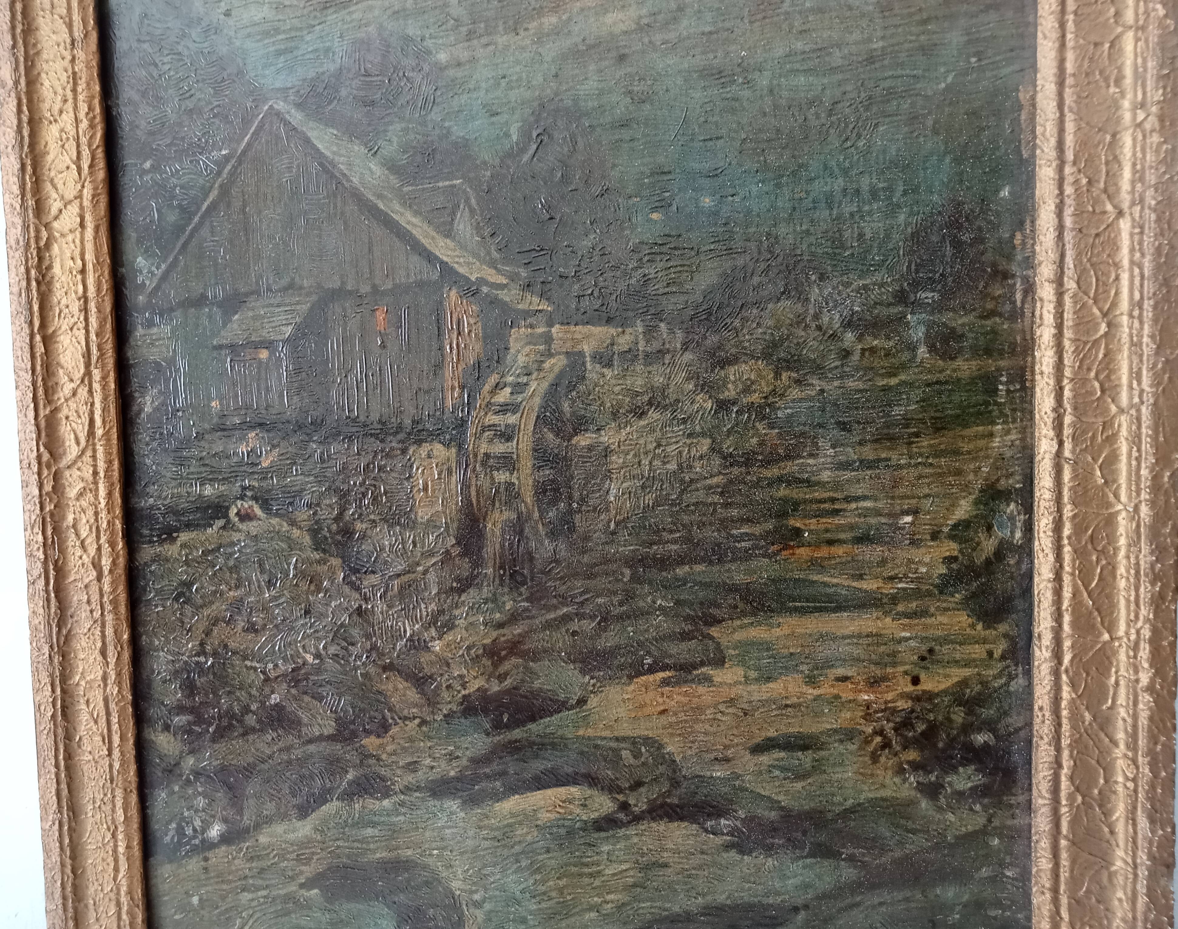 Old small format oil painting on board 19th century