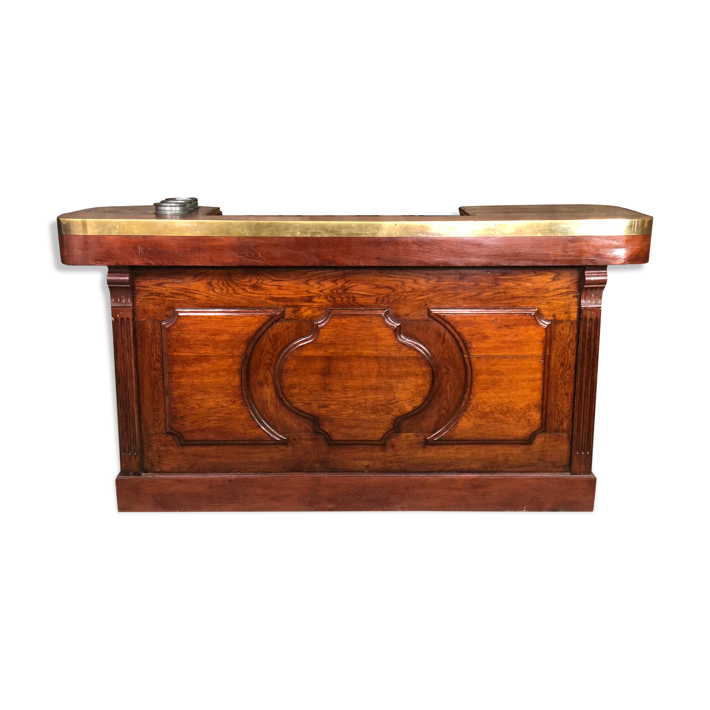 Oak counter bar and its back bistro glass bar 1900s/1930s