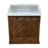 Toilet furniture in pitch pine and marble top - 30s
