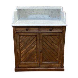 Toilet furniture in pitch pine and marble top - 30s