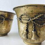 Pair of brass cord pot covers