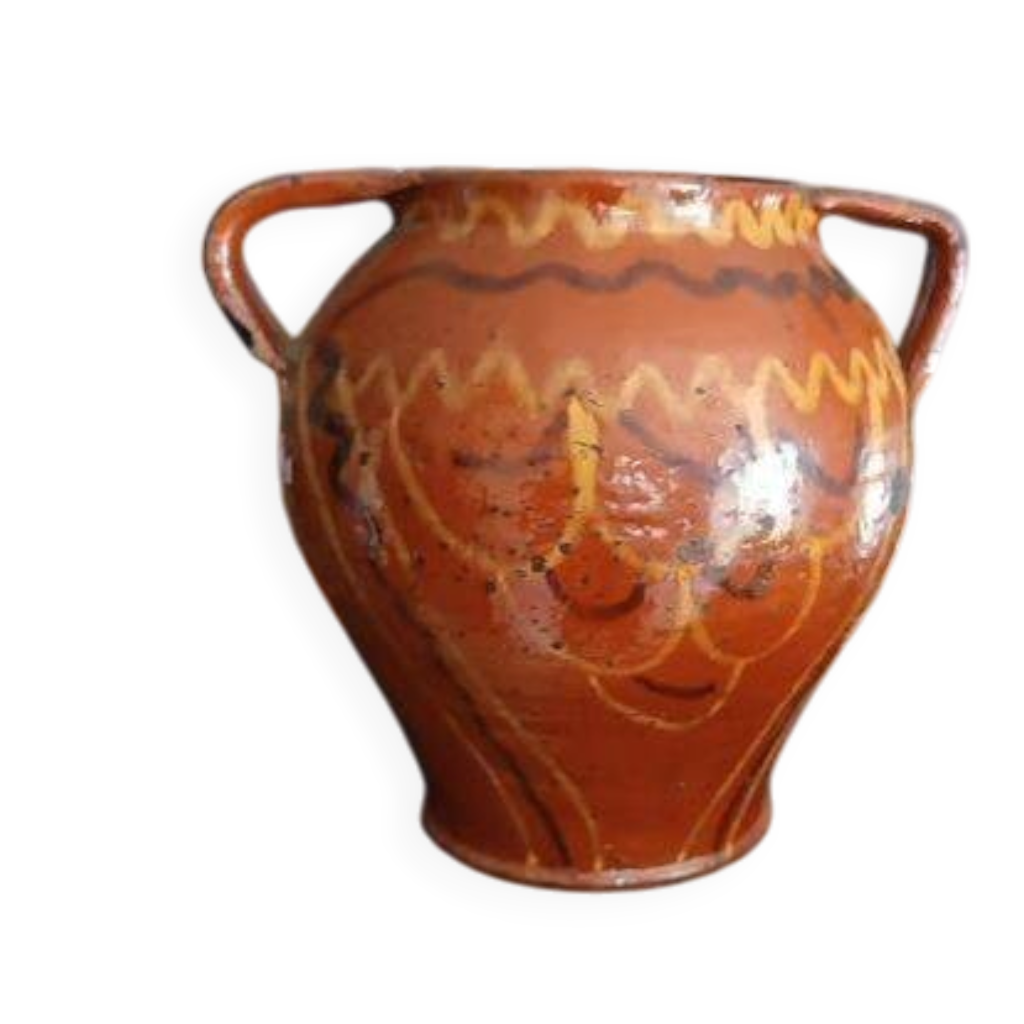Vase en majolique émaillé antique Orciolo, Italie centrale, 19e siècle