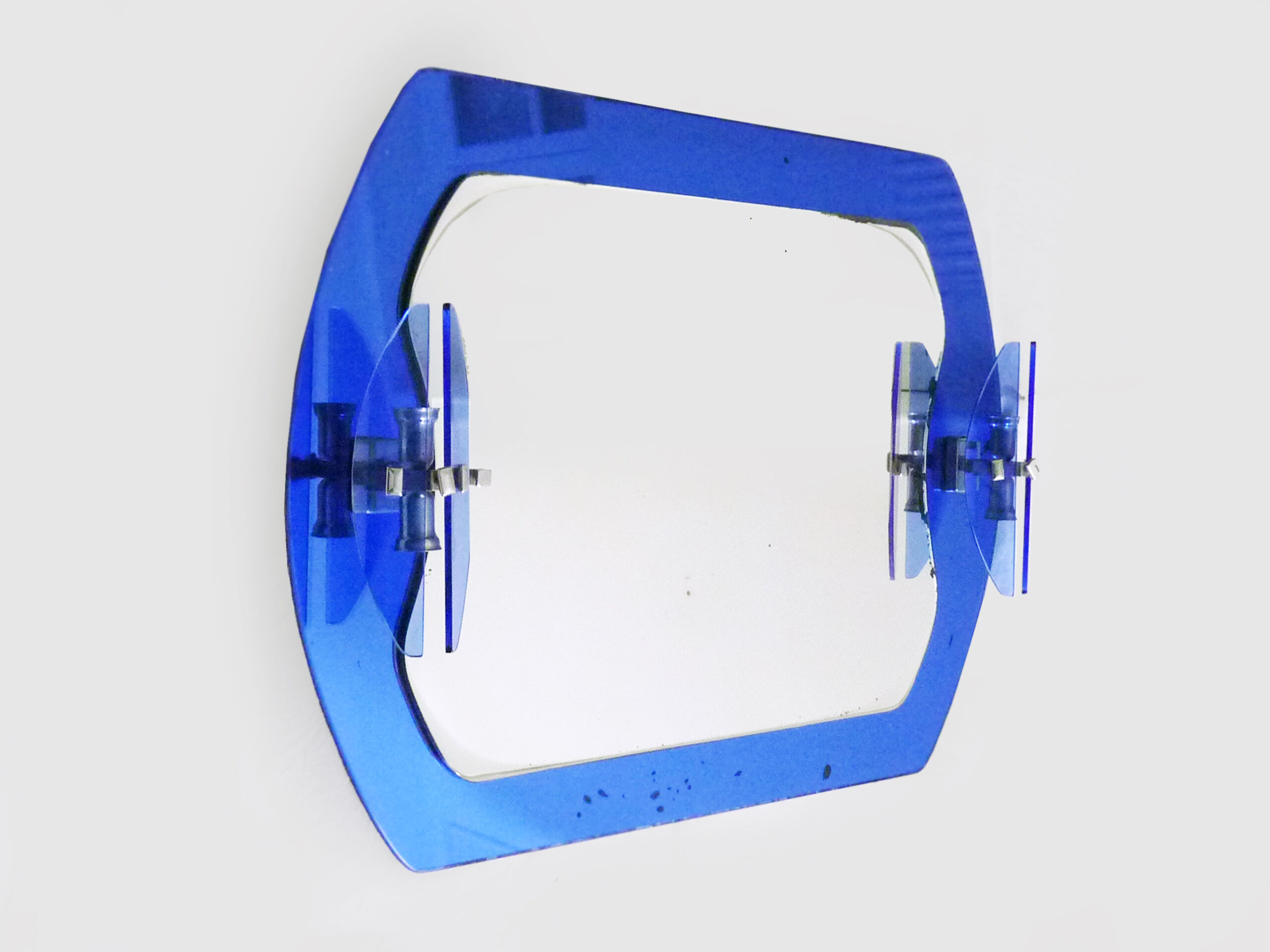 Veca cobalt blue mirror with 2 shades Veca, Italy, 70s, 71x63 cm