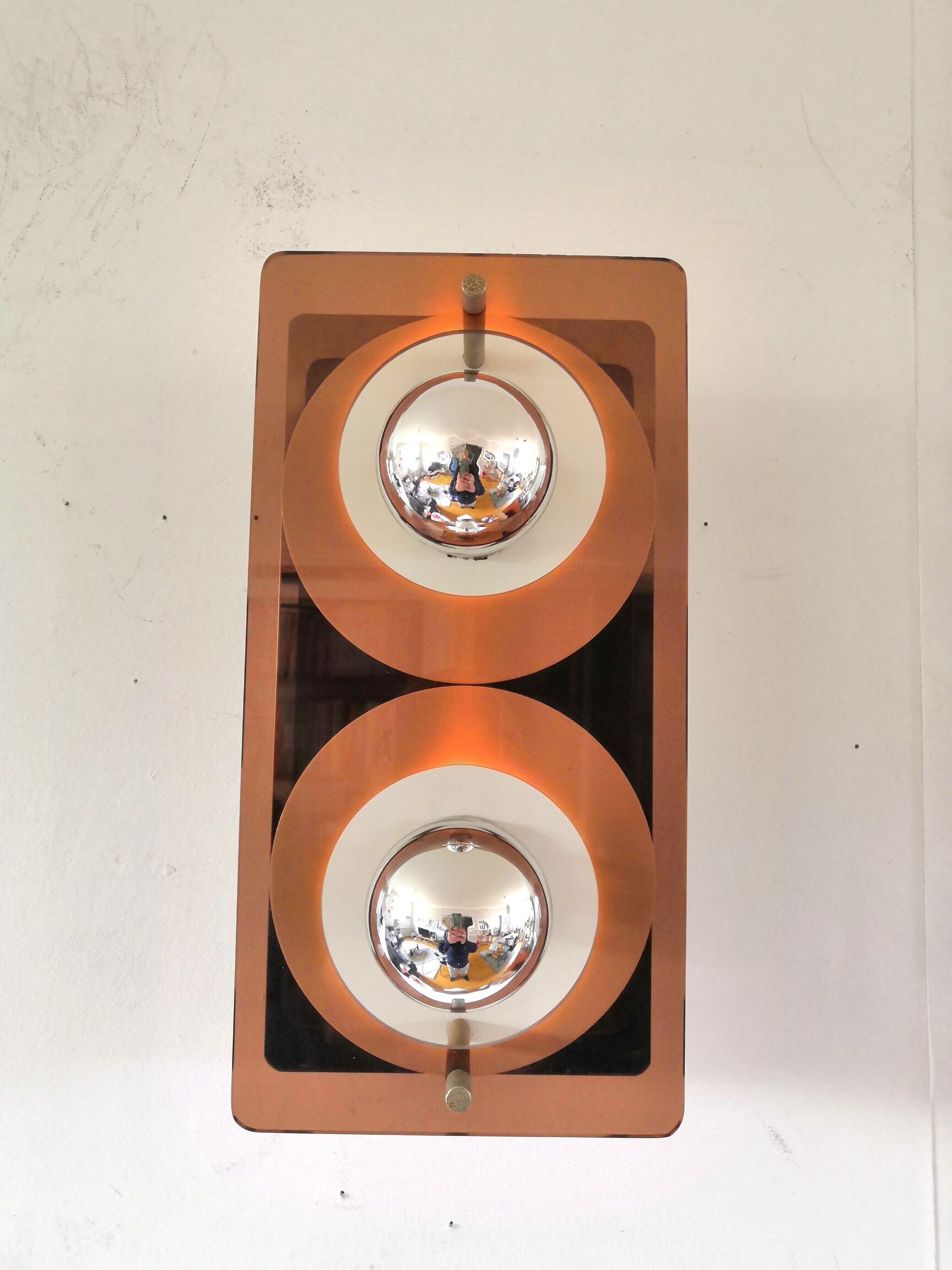 Double "disco" wall lamp by Jocelyne Trocmé for Oxar design 70s