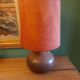 Ceramic (sandstone) lamp from the 50s, 60'S with silk lampshade