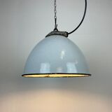 Industrial Grey Enamel Factory Lamp with Cast Iron Top from Zaos, 1960