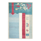 Vintage Turkish Oushak handmade wool cotton blue area rug 204x304