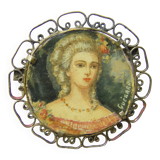 Watercolor miniature female portrait Signed Guérard