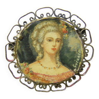 Watercolor miniature female portrait Signed Guérard