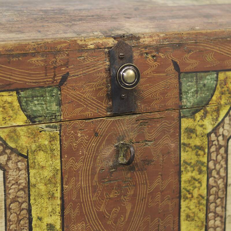 Antique Folk Art Painted bridal chest