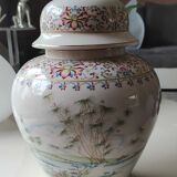 Vase with handcrafted Asian style porcelain lid