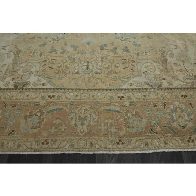 1970s Vintage Persian Handmade Wool Cotton Orange Area Rug 306X381