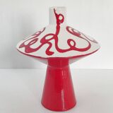 Vintage 1950 red italian ceramic vase 50s retro spaghetti rockabilly