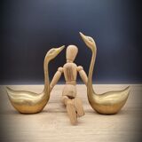 Duo of brass swans