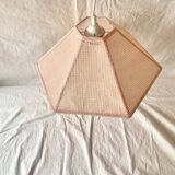 Vintage cane pendant light - pink rope