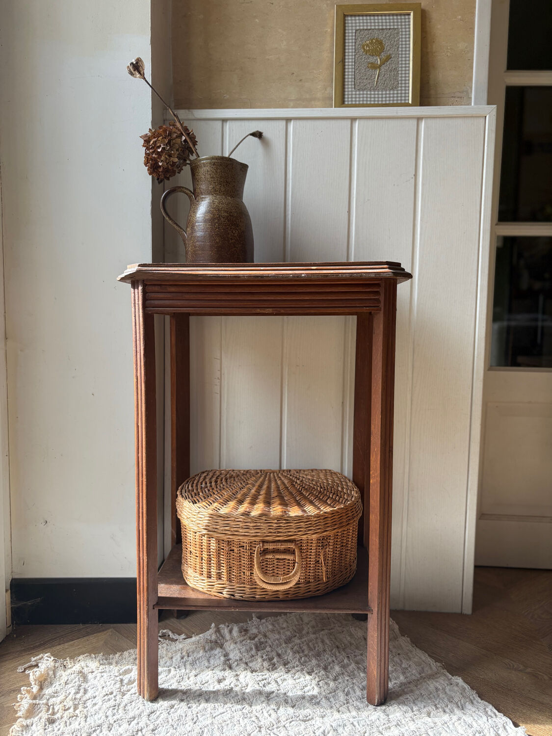 Art Deco bedside table in solid wood