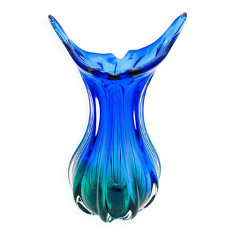Large Murano Sommerso Vase 33cm - Cobalt Blue & Emerald - 2.8kg