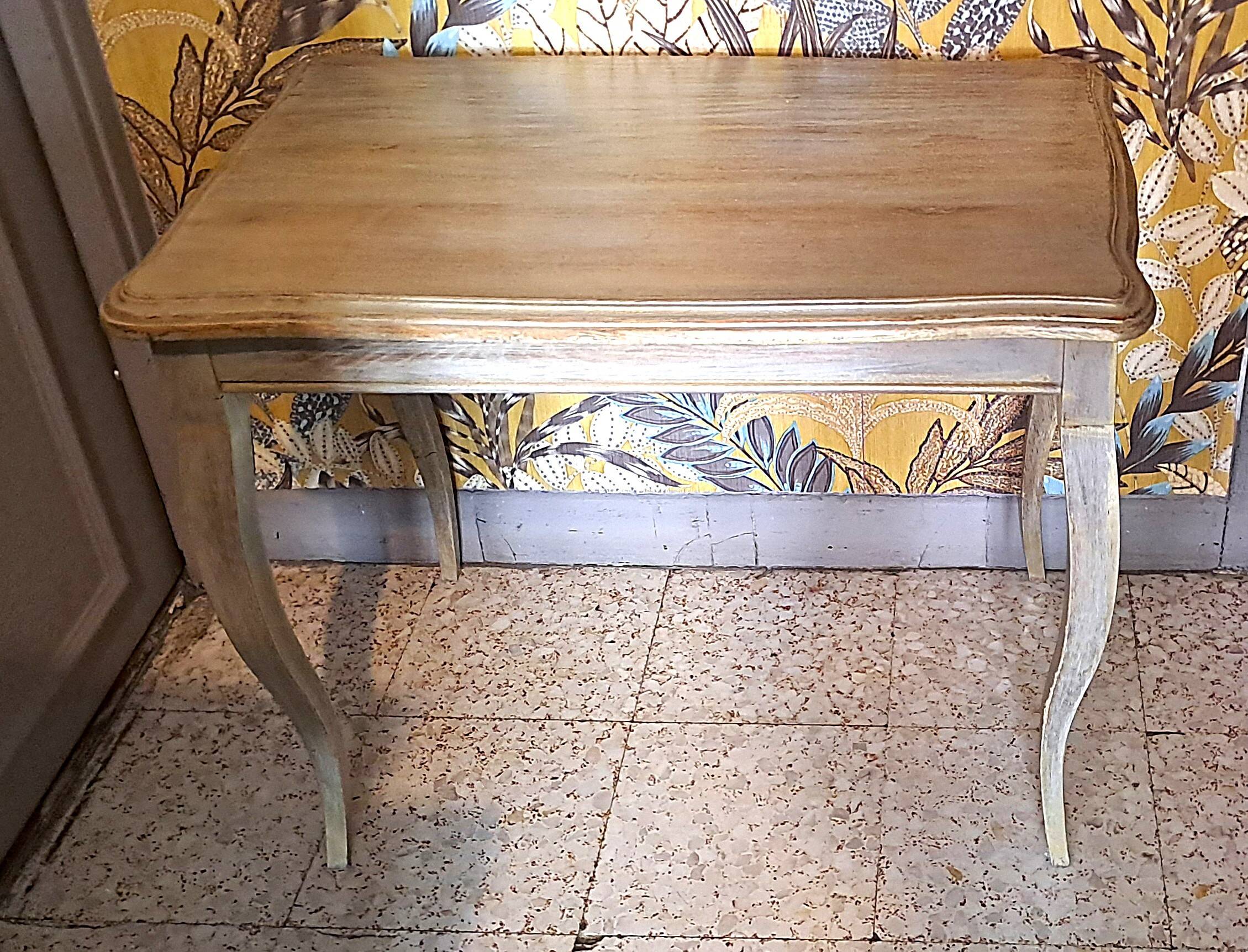 Rectangular coffee table in solid wood, painted and patinated with gold, 1950s