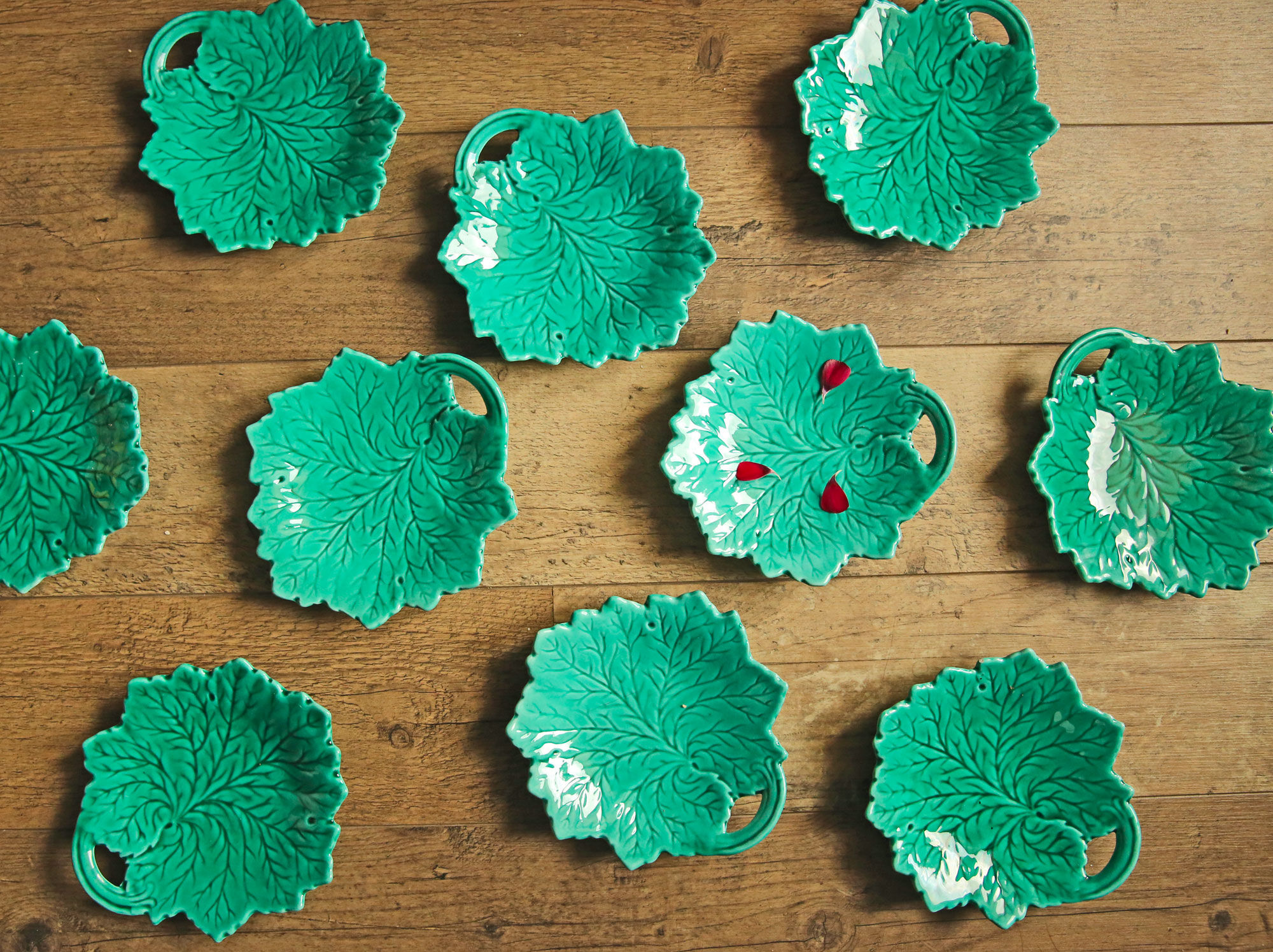 Set of 10 plates leaves in old slurry from Germany