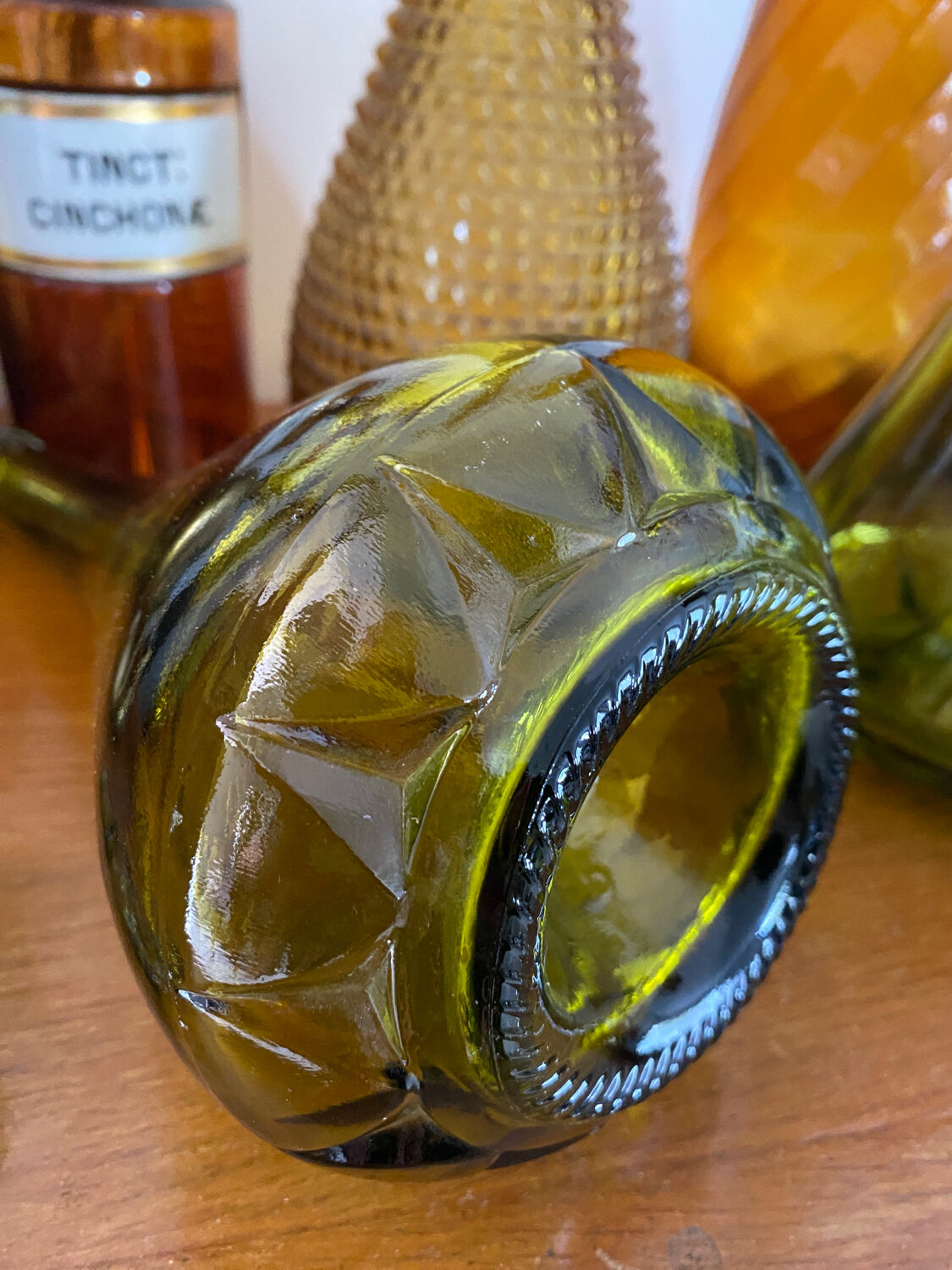 Vintage green glass carafe
