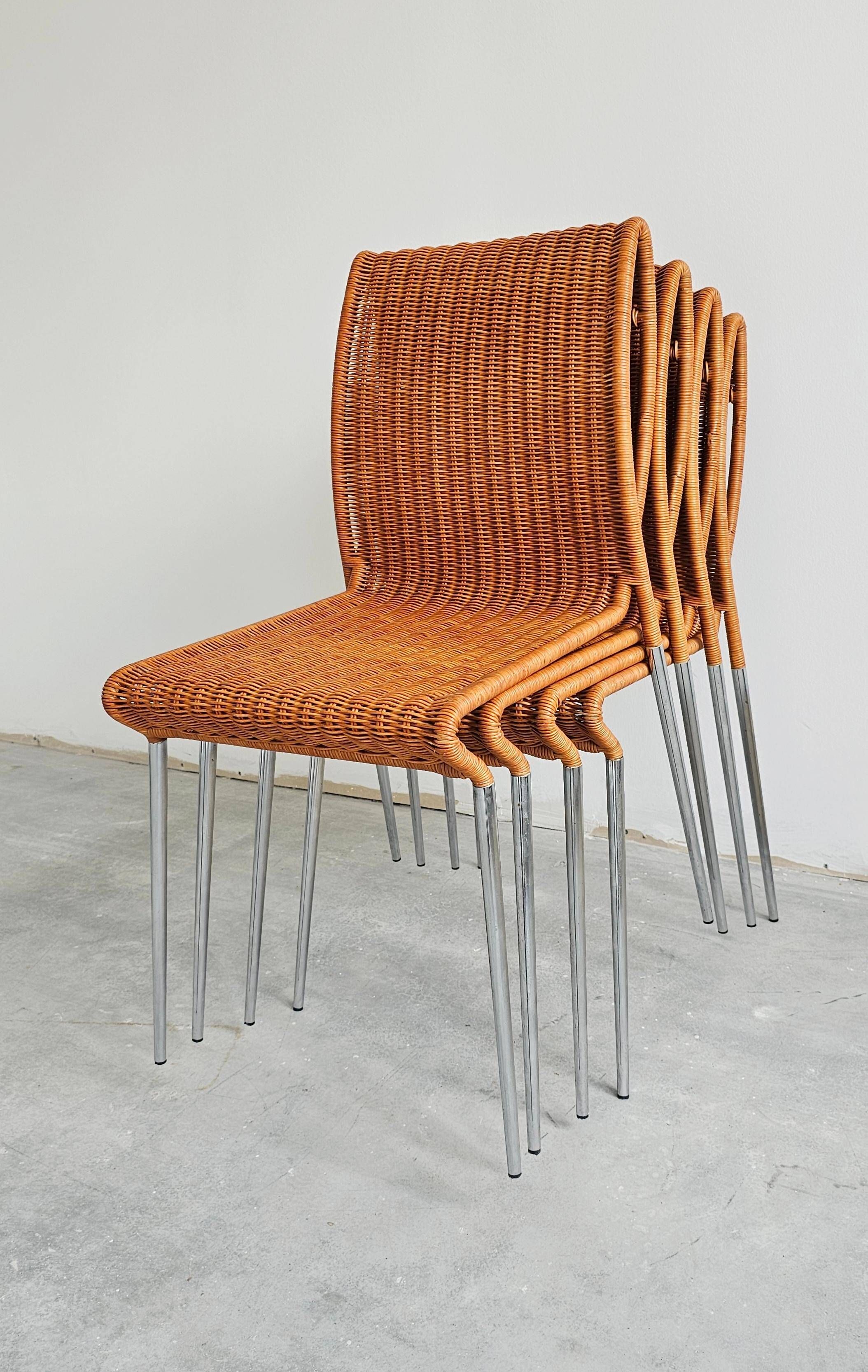 Set of 4 Asola chairs by Giuseppe Vigano for Bonacina, 1993